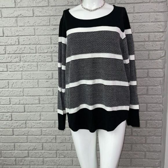 Westbound Black White Fine Knit Sweater Size P XL - Picture 1 of 7